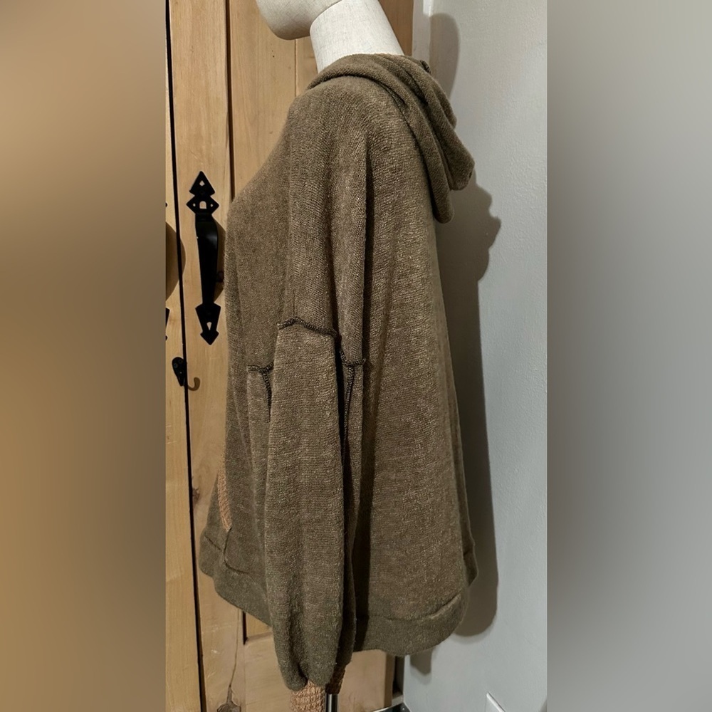 BiBi Olive Hooded Terry Hoodie Oversized Pullover Sweater - Picture 5 of 7
